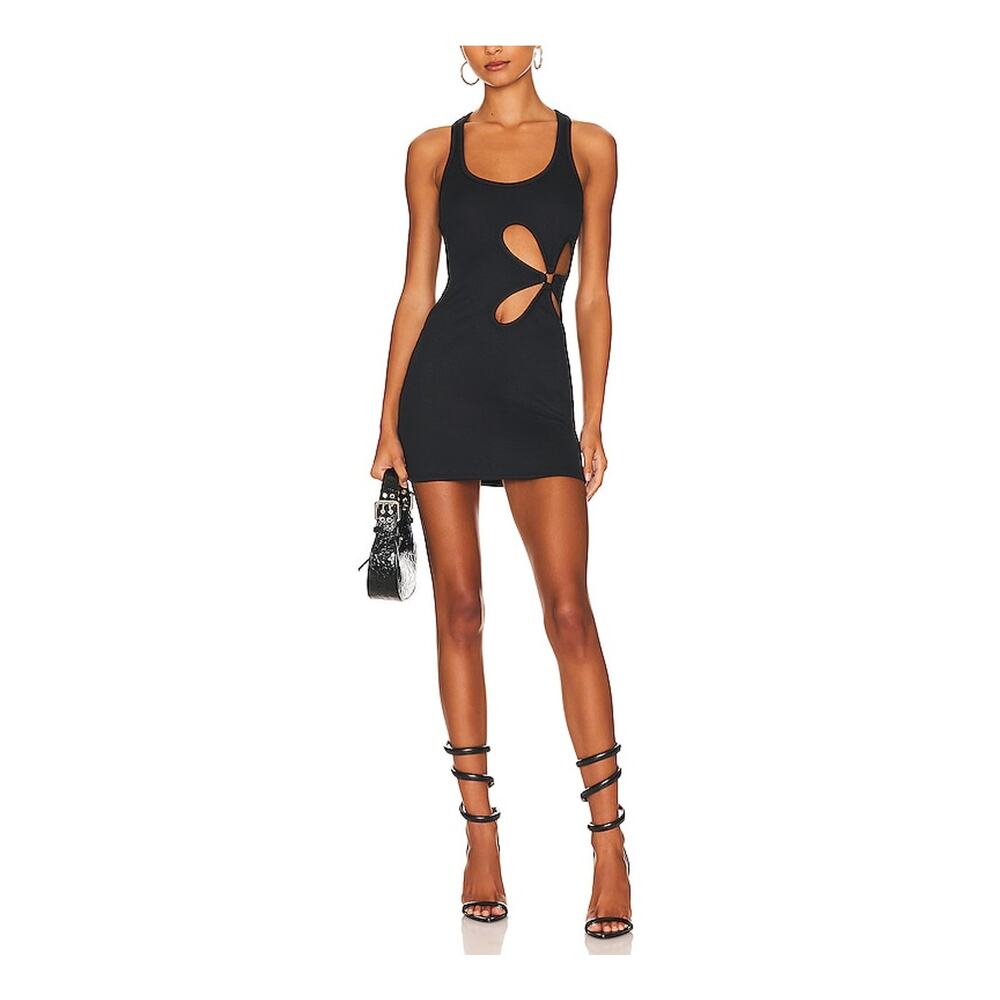 h:ours Black Cutout Tank Mini Dress